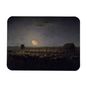 Jean-Francois Millet - Sheepfold, Moonlight 1860 Magneet