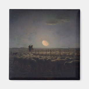 Jean-Francois Millet - Sheepfold, Moonlight 1860 Magneet
