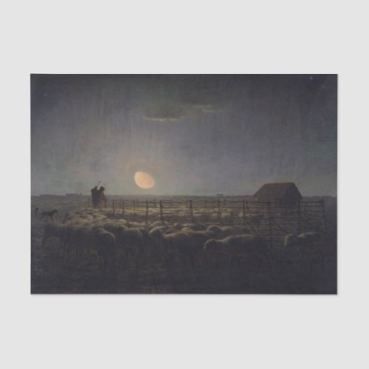 Jean-Francois Millet - Sheepfold, Moonlight 1860 Tissuepapier (Voorkant)