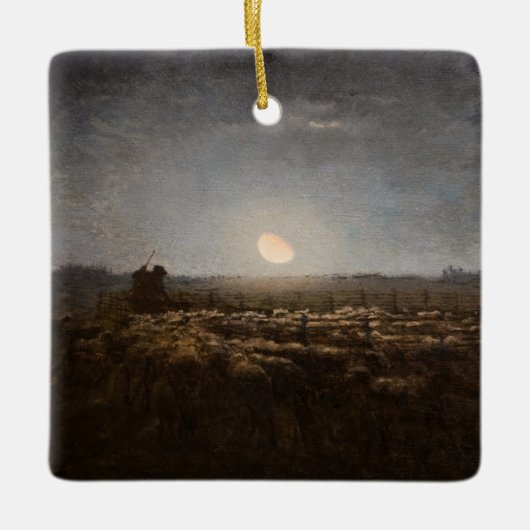 Jean-Francois Millet - Sheepfold, Moonlight 1872 Keramisch Ornament (Voorkant)