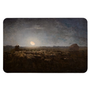 Jean-Francois Millet - Sheepfold, Moonlight 1872 Magneet