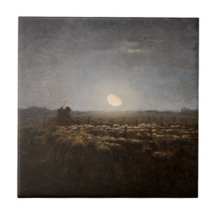 Jean-Francois Millet - Sheepfold, Moonlight 1872 Tegeltje