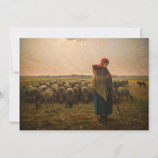 Jean-Francois Millet - Shepherdess and Flock 1863 Kaart (Voorkant)