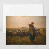Jean-Francois Millet - Shepherdess and Flock 1863 Kaart (Voorkant / Achterkant)