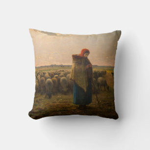 Jean-Francois Millet - Shepherdess and Flock 1863 Kussen
