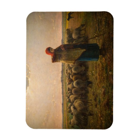Jean-Francois Millet - Shepherdess and Flock 1863 Magneet (Verticaal)