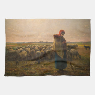 Jean-Francois Millet - Shepherdess and Flock 1863 Theedoek