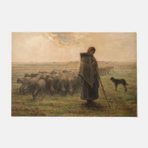 Jean-Francois Millet - Shepherdess and Flock 1865 Deurmat