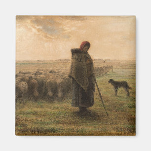 Jean-Francois Millet - Shepherdess and Flock 1865 Magneet