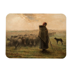 Jean-Francois Millet - Shepherdess and Flock 1865 Magneet