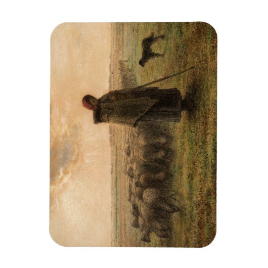 Jean-Francois Millet - Shepherdess and Flock 1865 Magneet (Verticaal)