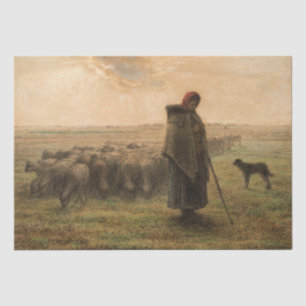 Jean-Francois Millet - Shepherdess and Flock 1865 Tissuepapier