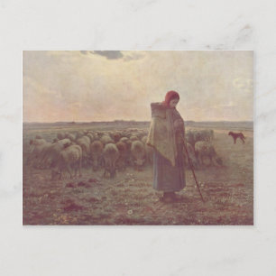 Jean-Francois Millet-Shepherdess Briefkaart