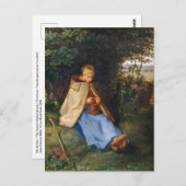 Jean-Francois Millet - The Knitter Briefkaart (Voorkant / Achterkant)