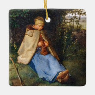 Jean-Francois Millet - The Knitter Keramisch Ornament