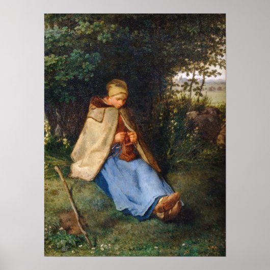 Jean-Francois Millet - The Knitter Poster (Voorkant)