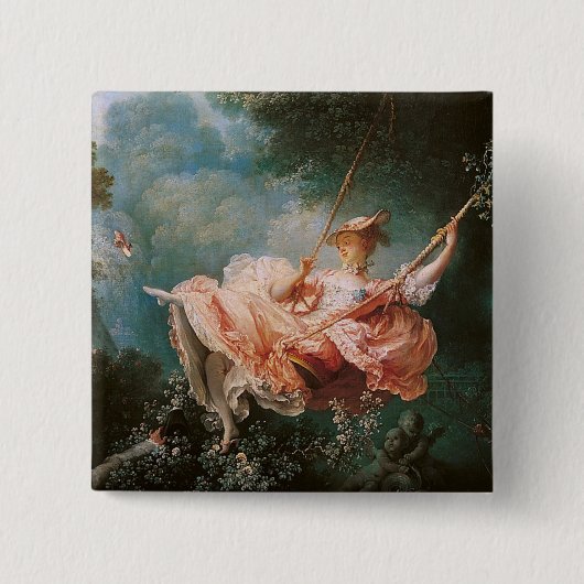 Jean-Honoré Fragonard is The Swing Vierkante Button 5,1 Cm (Voorkant)