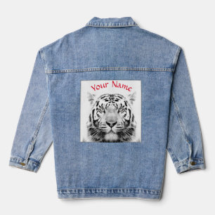 JEAN JACKET AANGEPASTE NAAM ZWART-WITTE TIJGER