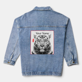 JEAN JACKET AANGEPASTE NAAM ZWART-WITTE TIJGER
