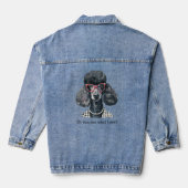 Jean jas met poedel met bril. denim jacket (Achterkant)