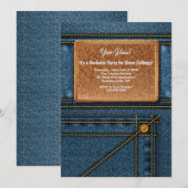 Jean Leather Square Tag Bachelor Party-verlovingsf Kaart (Voorkant / Achterkant)