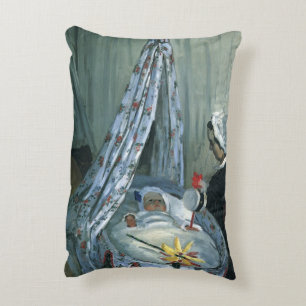 Jean Monet in zijn wieg door Claude Monet Decoratief Kussen