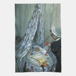 Jean Monet in zijn wieg door Claude Monet Theedoek