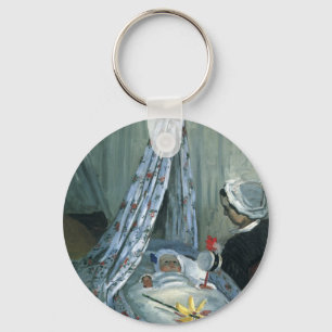 Jean Monet in Zijne Cradle door Claude Monet Sleutelhanger