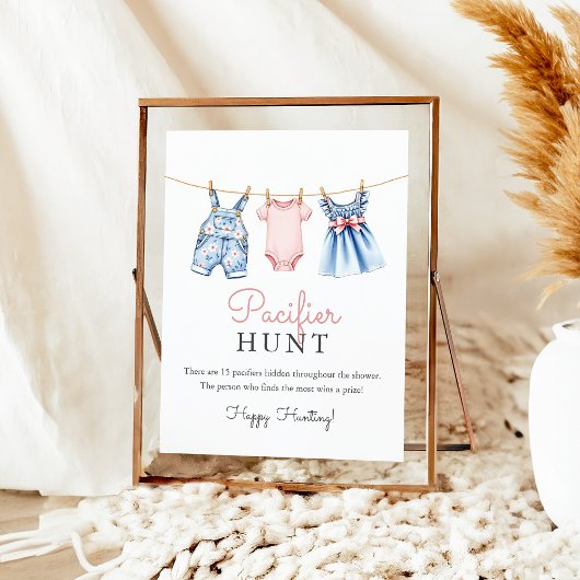 Jean Pacifier Hunt Baby shower Spelbord Poster