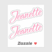 Jeanette Naam in Roze x2 Sticker (Vel)