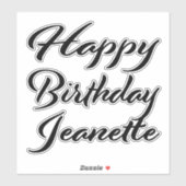 Jeanette Nom Prénom Anniversaire de Black Sticker (Feuille)