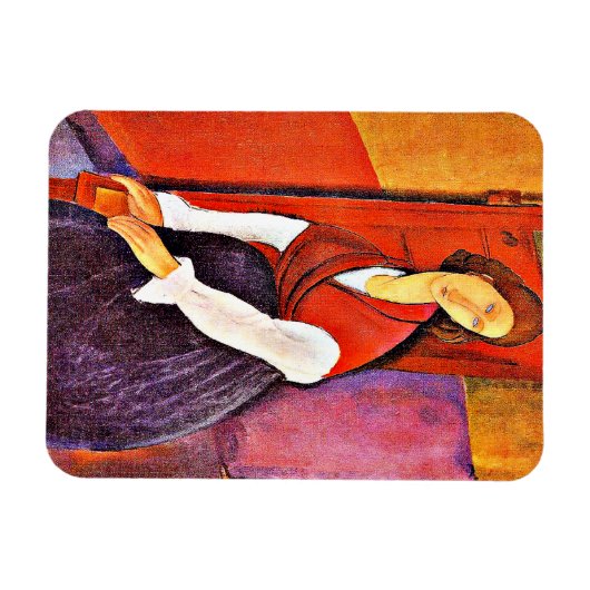 Jeanne Hebuterne in een rode sjaal door Modigliani Magneet (Horizontaal)