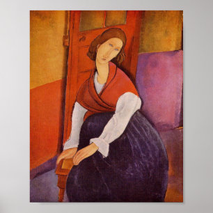 Jeanne Hebuterne in een rode sjaal door Modigliani Poster