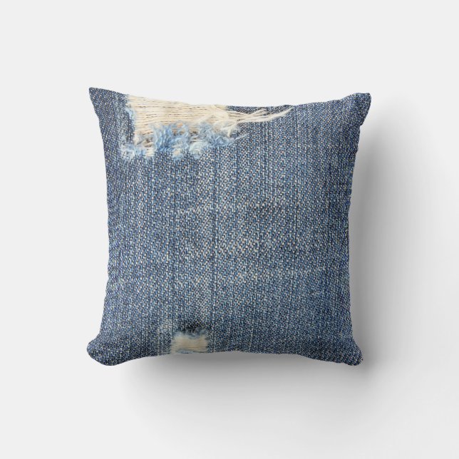 Jeans déchiré Faux Look Coussin (Recto)