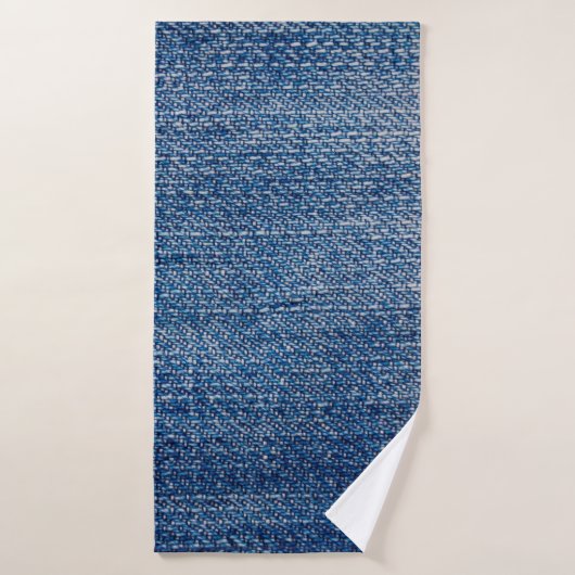 Jeans fabric denim structuur blauw badhanddoek (Badhanddoek)