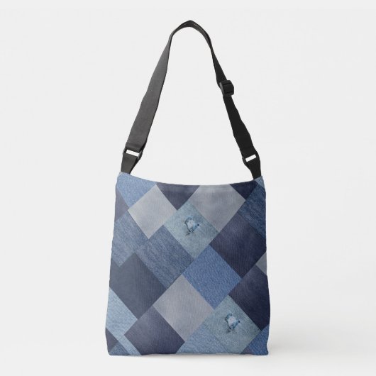 Jeans Patchwork Noodlijdende Denim Crossbody Tas (Voorkant)