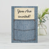 Jeans Pocket Birthday Party - Uitnodigingen (Staand voorkant)