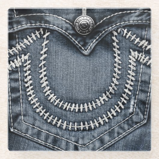 Jeans Pocket Glazen Onderzetter (Voorkant)