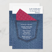 Jeans Pocket Invitation Kaart (Voorkant / Achterkant)