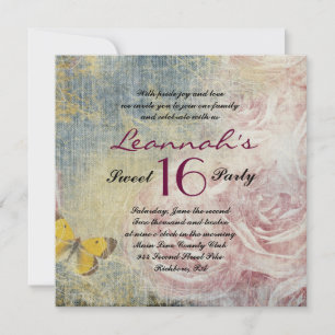 JEANS ROZEN & BUTTERFLIES Sweet 16 Uitnodiging