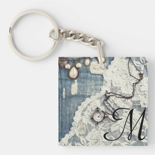 Jeans Victoriaans Lace Pocket Watc Sleutelhanger (Voorkant)