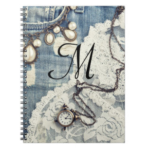 Jeans Victoriaans Monogram Initiaal Notitieboek