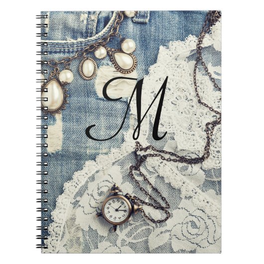  Jeans Victoriaans Monogram Initiaal Notitieboek (Voorkant)