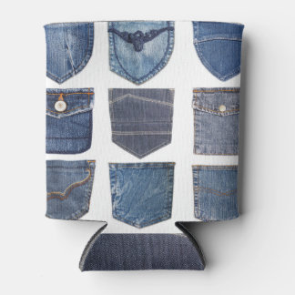 Jeans zakken, geïsoleerde witte achtergrond. blikjeskoeler