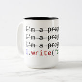 "J'écris à code" sur le noir la tasse à deux tons (Devant gauche)