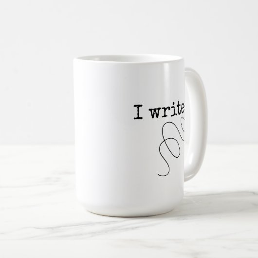 J'Écris. Mug à café de l'écrivain (Devant droit)
