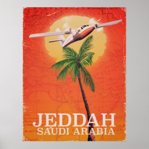 Jeddah Saudi-Arabië kaart reisposter. Poster