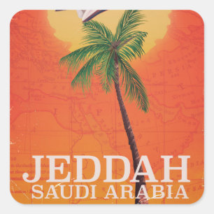 Jeddah Saudi-Arabië Vakantieposter Vierkante Sticker