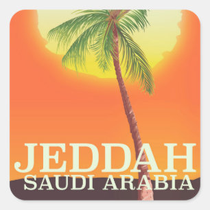Jeddah Saudi-Arabië Vakantieposter Vierkante Sticker