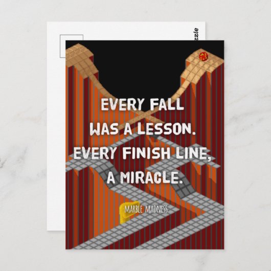 „Jeder Absturz war eine Lehre“, Marble Madness Briefkaart (Voorkant / Achterkant)